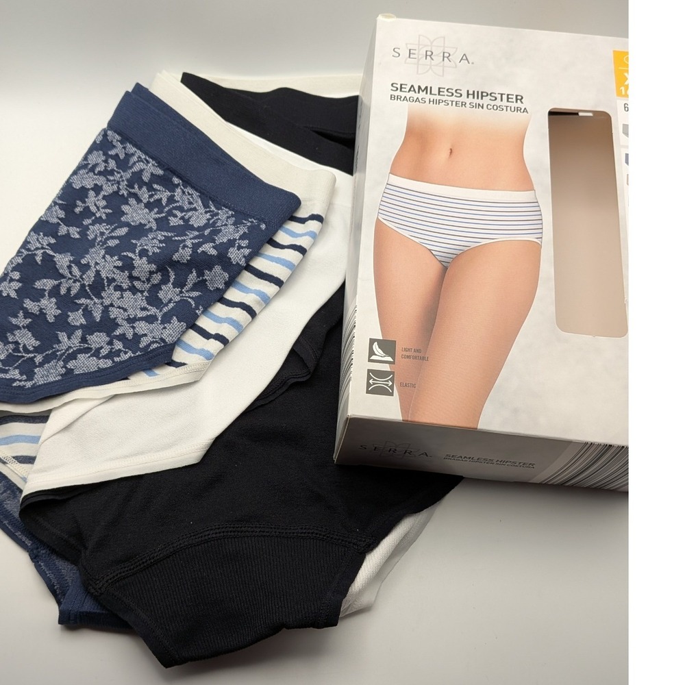 Serra Womens 4Pack Seamless Hipster Panties XL 16-18 Multicolor Floral Striped